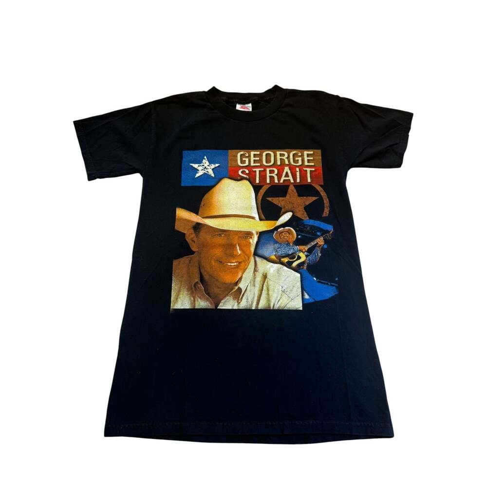 Vintage George Strait 2008 Tour T-Shirt Black Size L Tennessee River